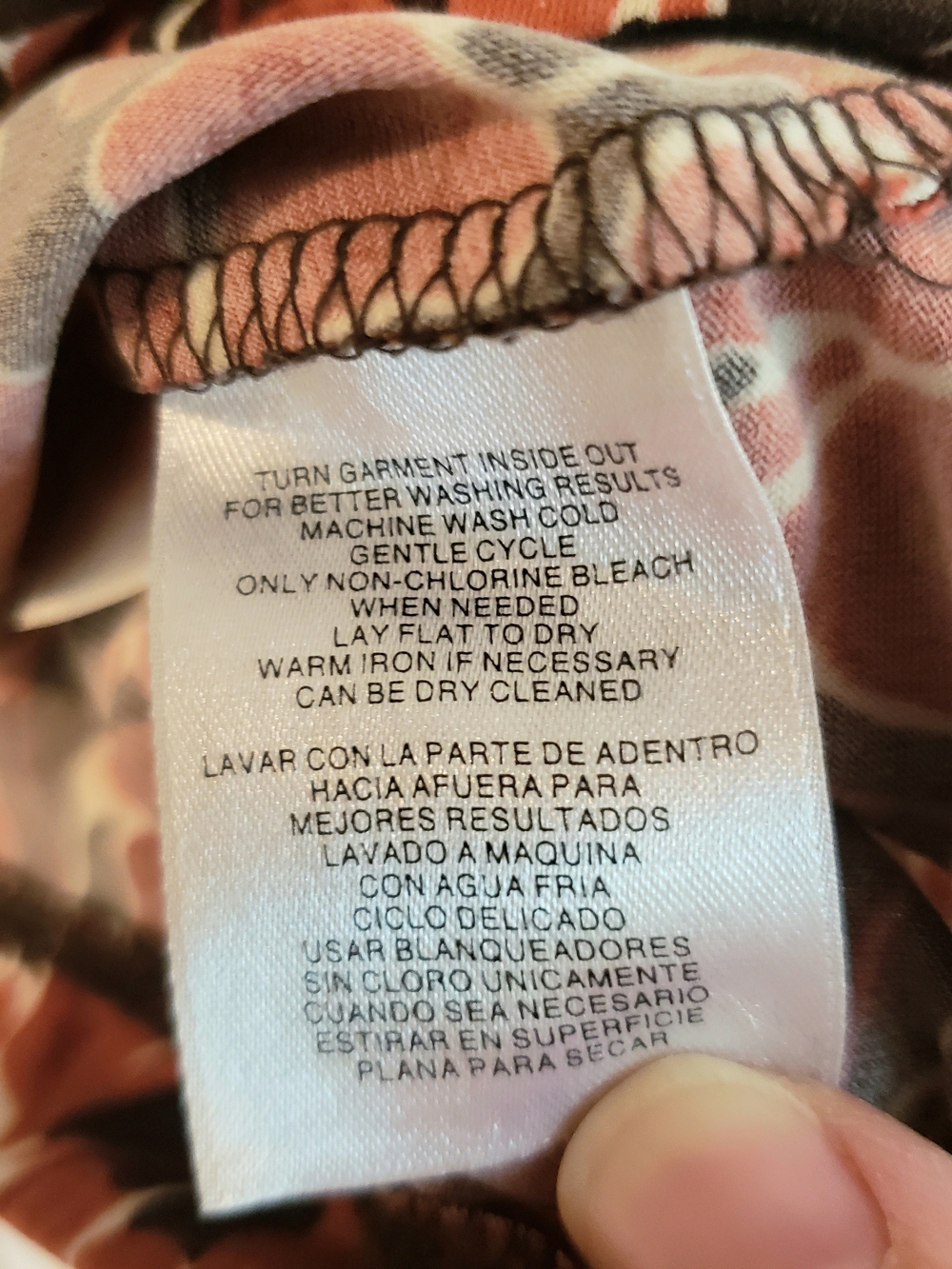 Nine West Pink and Brown Floral Ruched V-Neck Tie Front Top - Picture 4 of 6